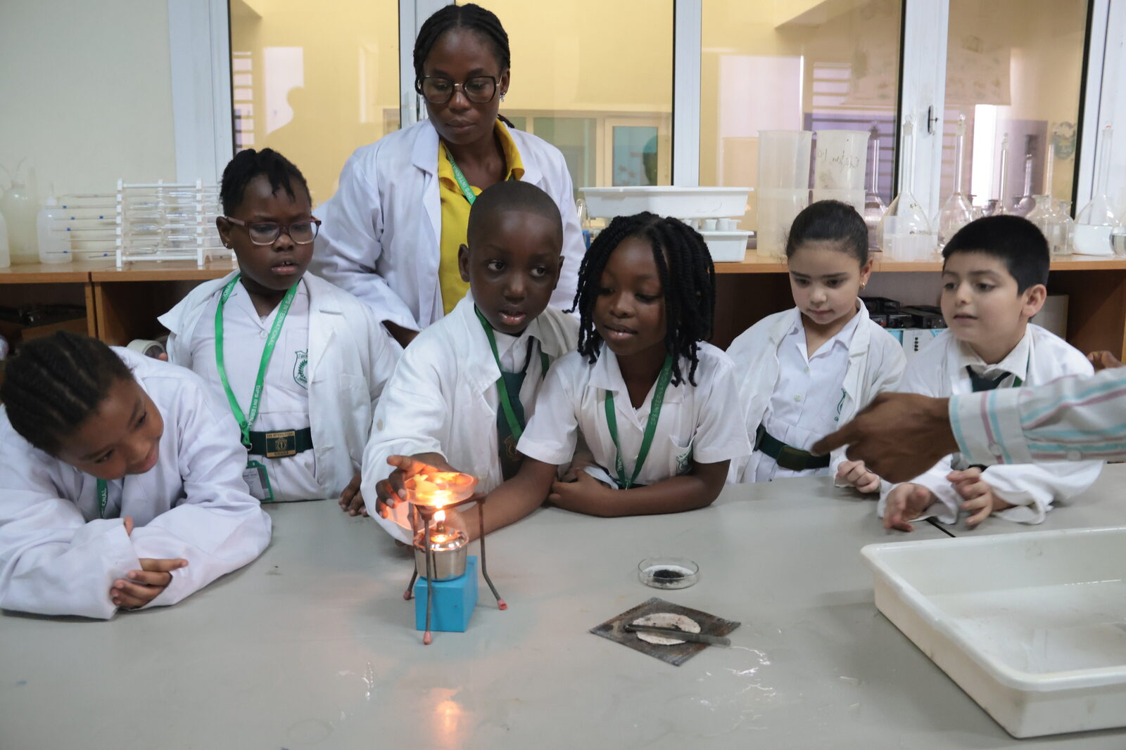 Students learning together in a science lab